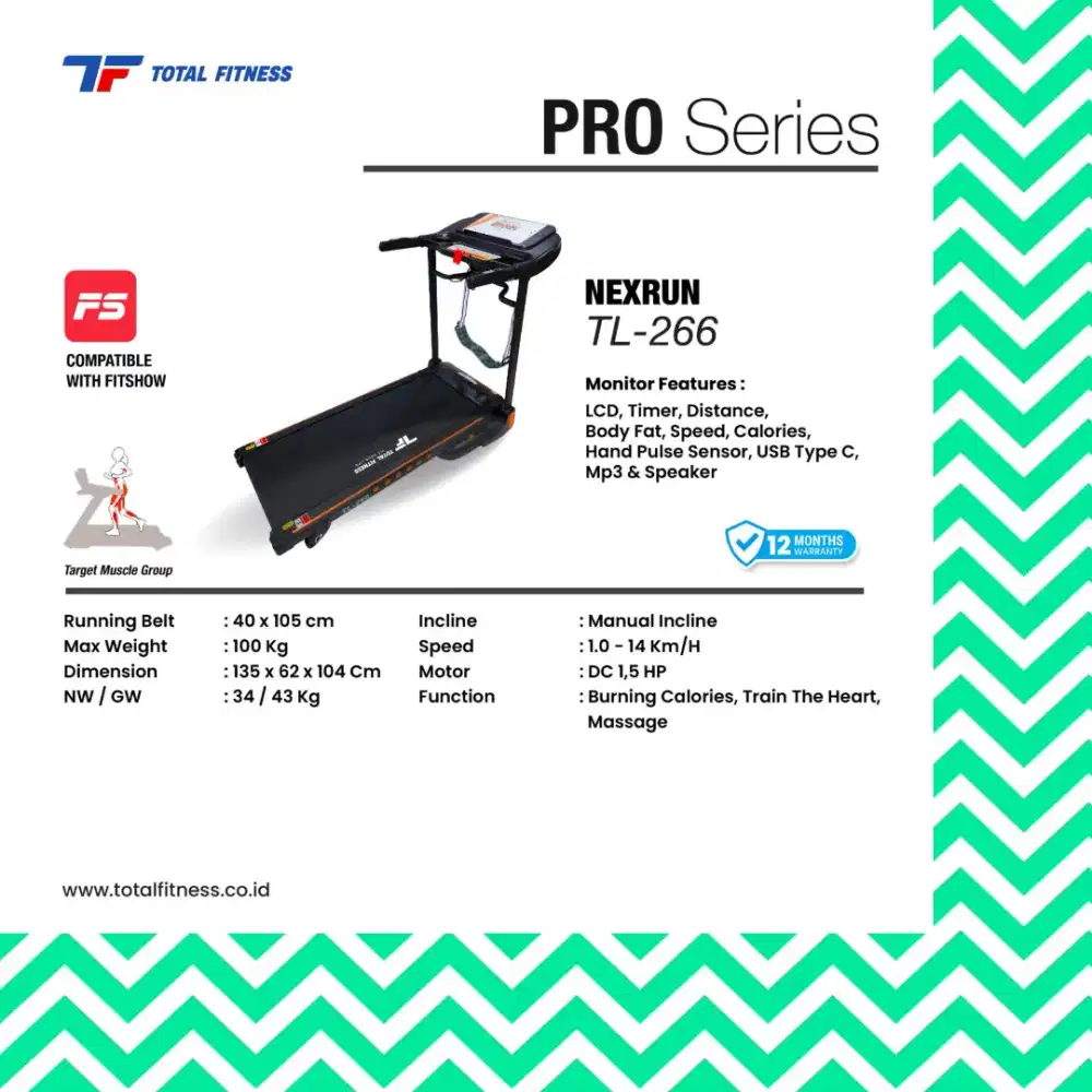 Treadmill elektrik TL-266 alat olahraga CDS-819