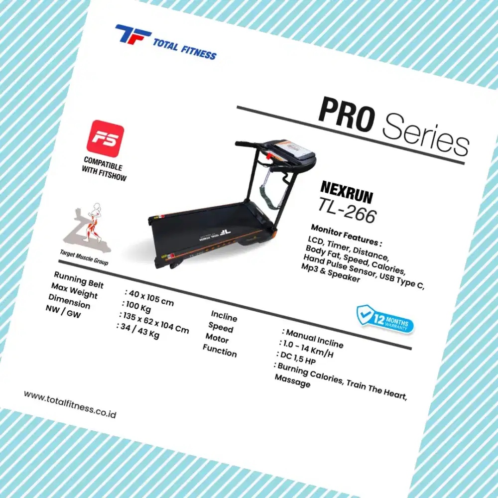 Treadmill elektrik TL-266 alat olahraga CDS-819