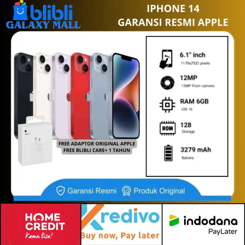 Iphone 14 Memory 128GB Free Adaptor Original Apple