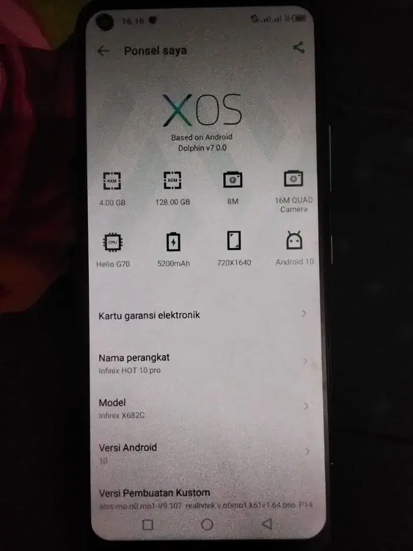 INFINIX HOT 10 RAM 4 /128