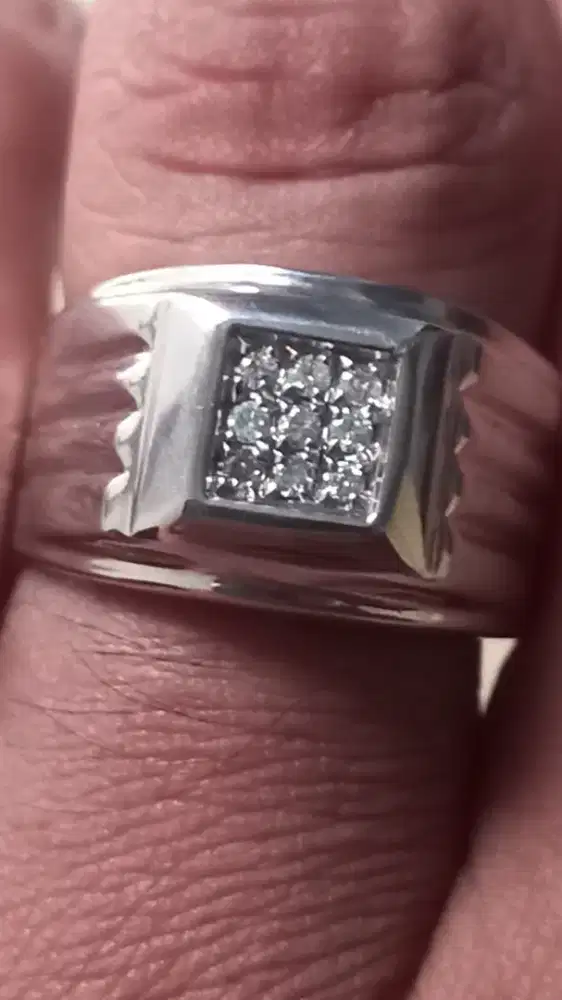 Berlian putih ring perak handmade