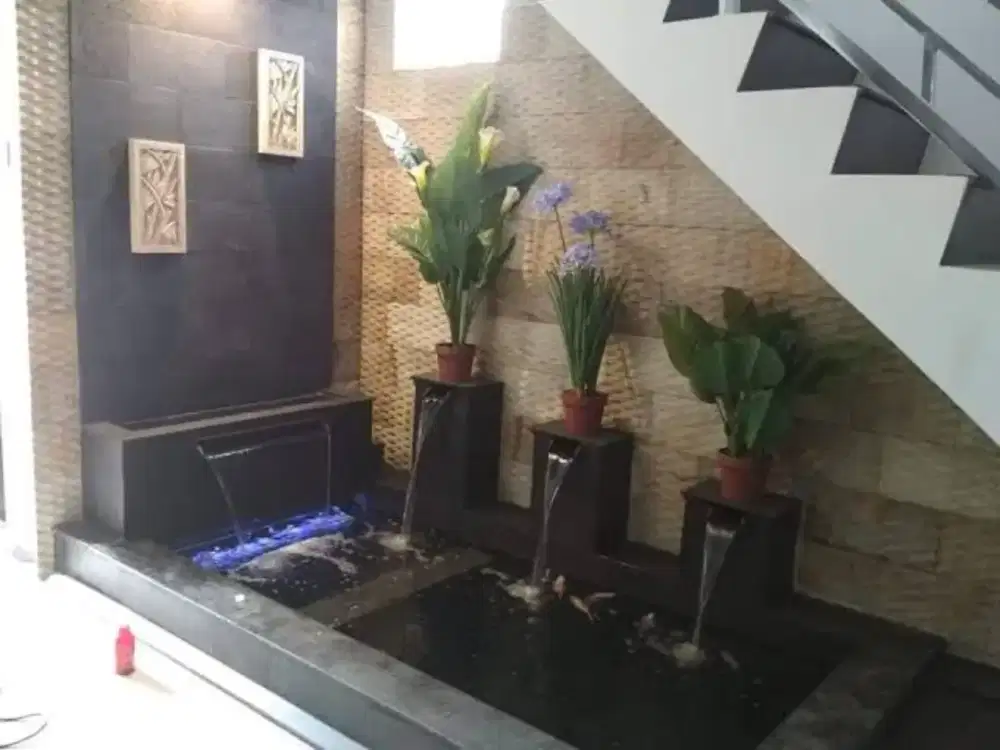 Pembuatan kolam ikan koi minimalis dan taman