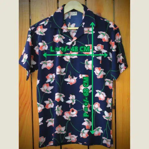 Kemeja Hawai Navy Motif Bunga