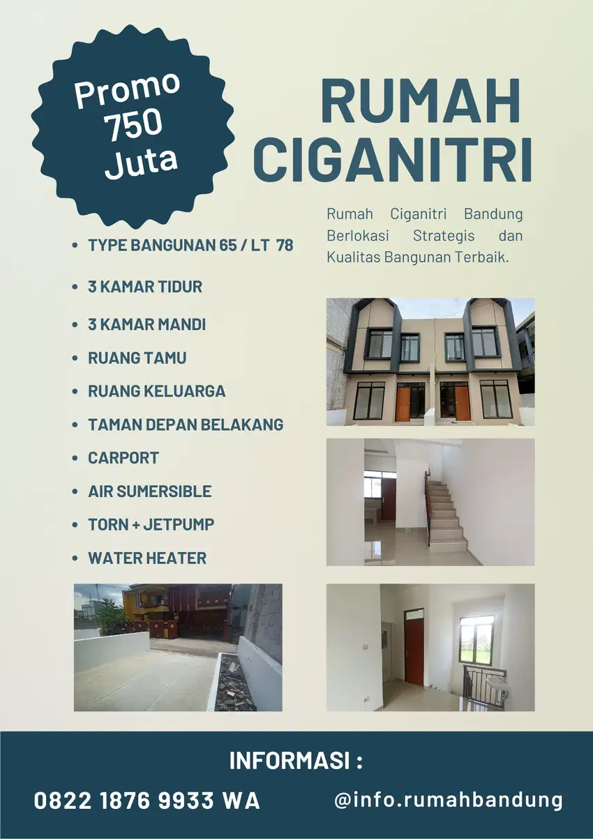 Rumah Cantik Ciganitri Buahbatu Siap Huni Ready SHM + IMB