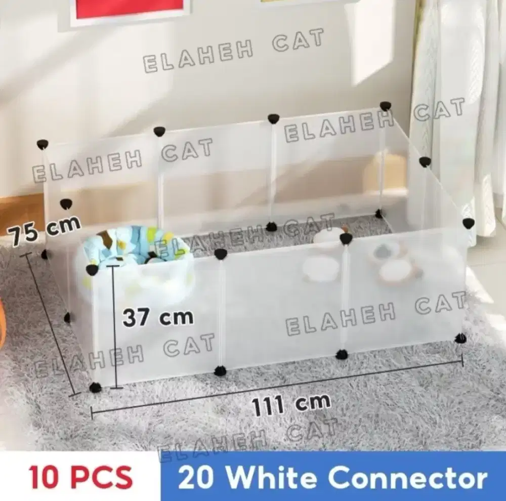 10 set kandang/pagar kucing plus connector white