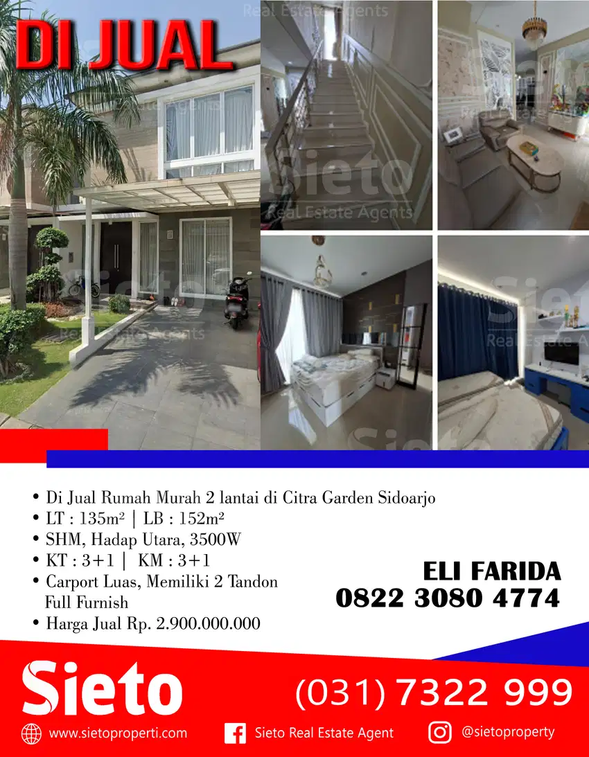 Di Jual Rumah Murah 2 lantai di Citra Garden Sidoarjo