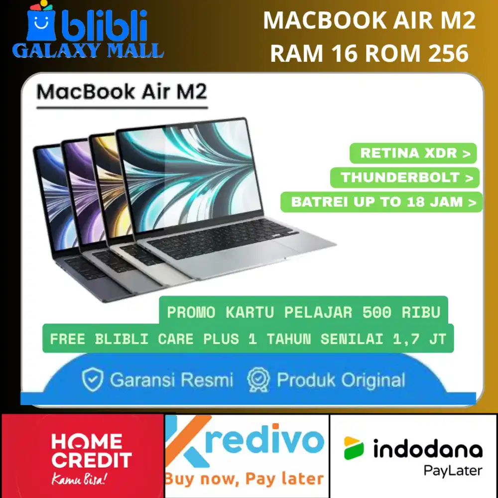 Macbook Air M2 Ram 16 Rom 256 Bergaransi Resmi