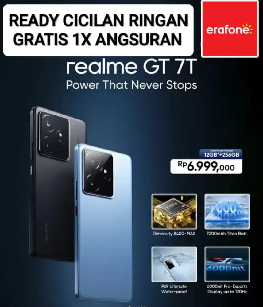 LIMIT STOK REALME GT 7T SERIES 5G RAM 12+12/256 BATERAI 7000MAH.
