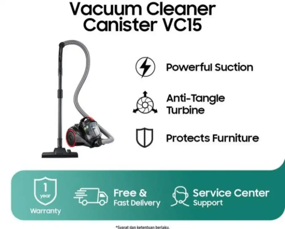 Samsung Canister Vacuum Cleaner, 390 W - VC15K4110VR