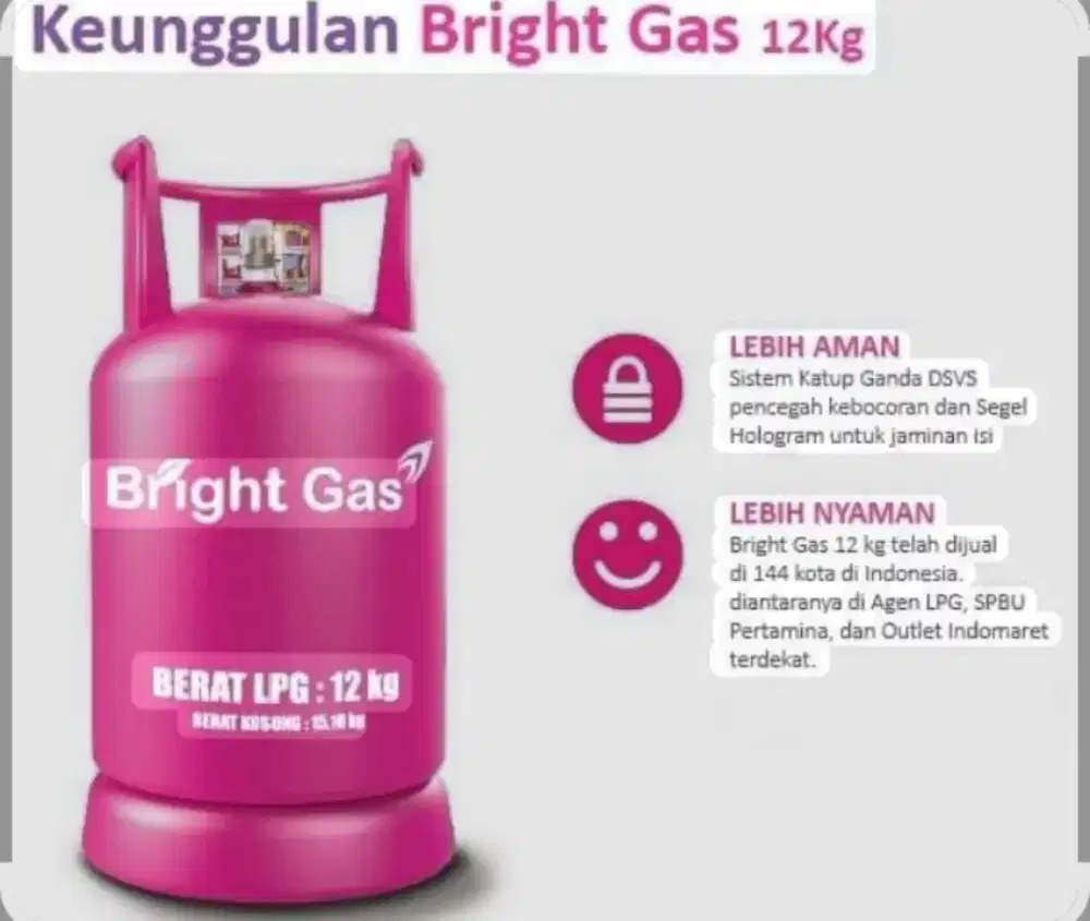 bright gas 12kg isi segel ,tabung gas