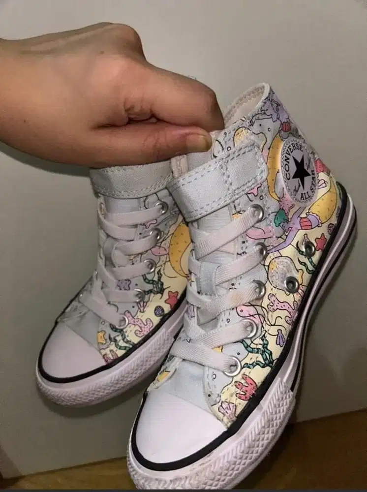 Sepatu Converse Original Kids Girls Motif Mermaid Warna White