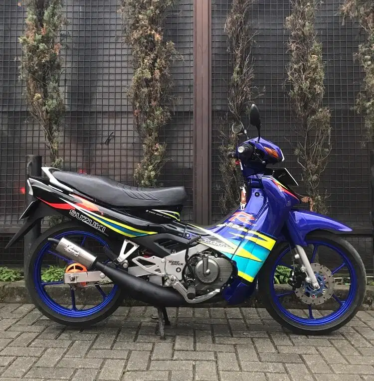 Suzuki Satria R 2003 Biru Hitam surat komplit mesin sehat kinclong