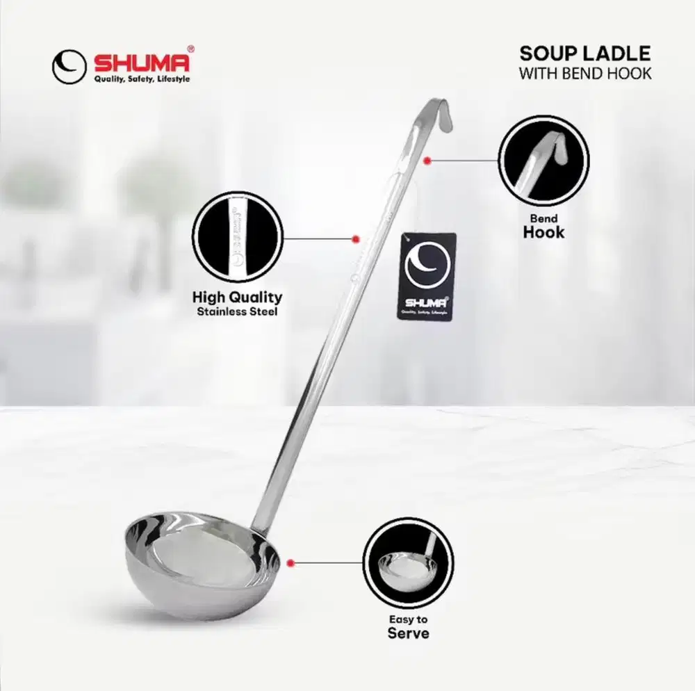 Shuma Stainless Stell Soup Ladle Bend Hook Centong Sayur (New)