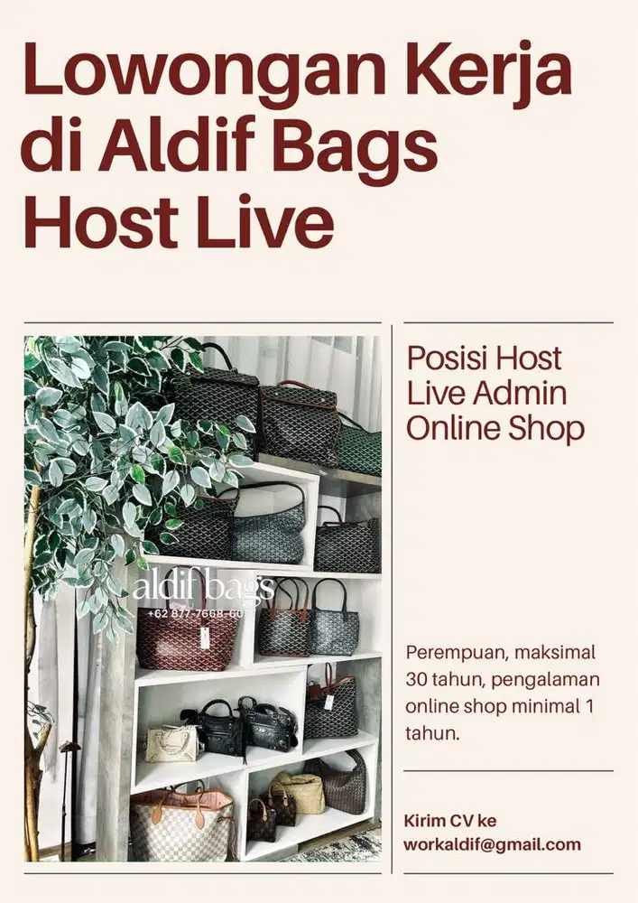 LOKER Host live shopee admin online shop