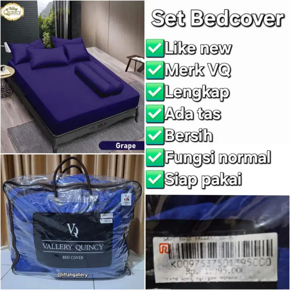 Ser Sprei Bedcover Vallery Quincy Size 180*200 Bersih Siap Pakai