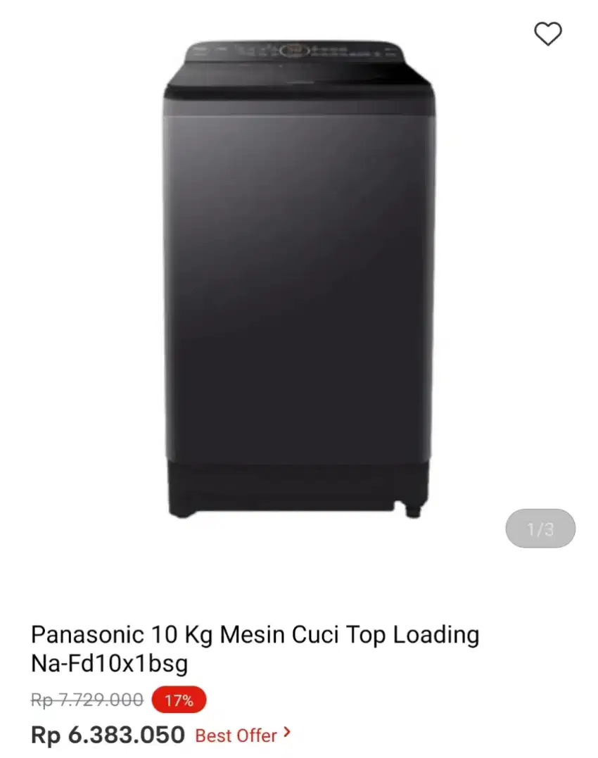 MESIN CUCI PANASONIC TOP LOADING FD10X1BSG 10KG
