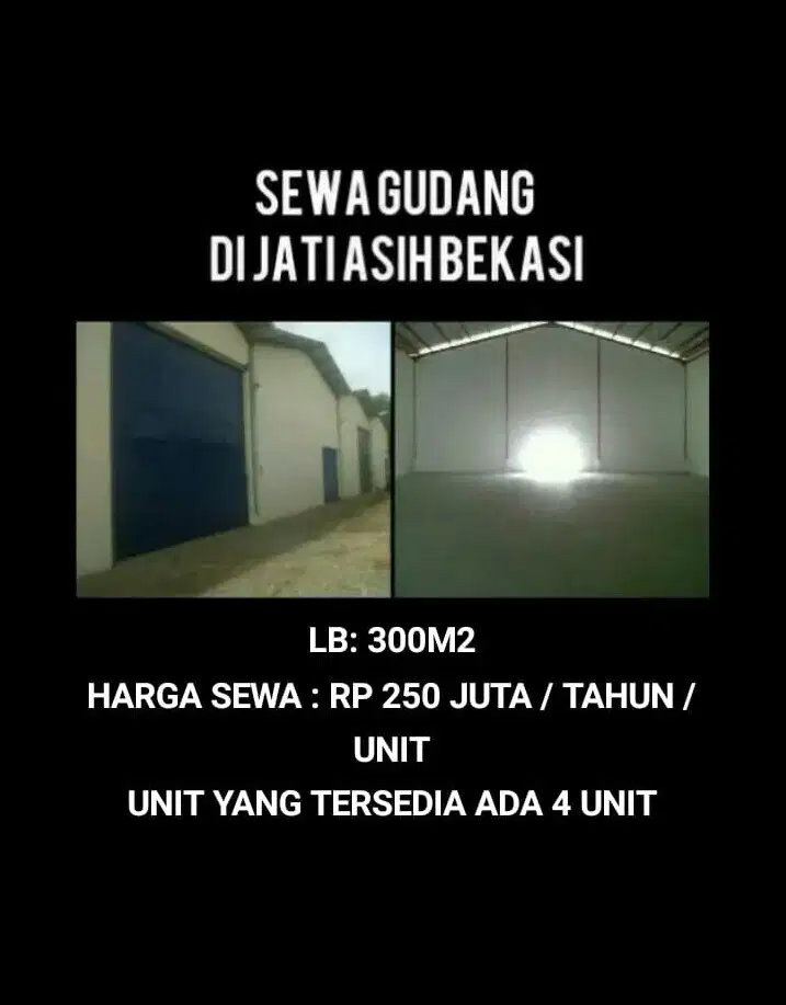 DISEWA GUDANG DI JATIASIH BEKASI
