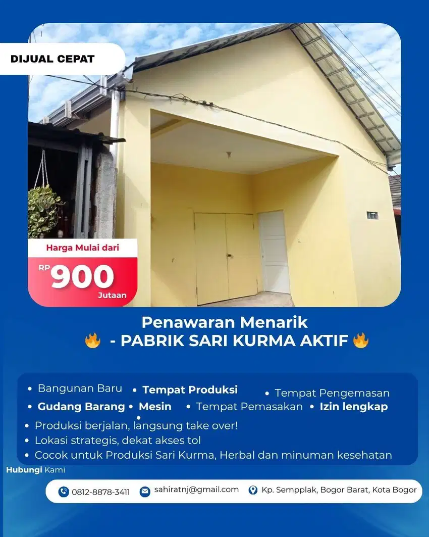 DIJUAL CEPAT - PABRIK SARI KURMA AKTIF