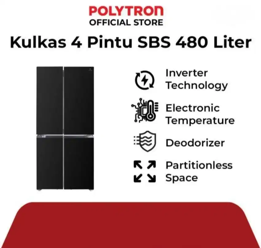 KULKAS  4 PINYU POLYTRON SIDE BY SIDE BELLEZA INVERTER PRS 510X