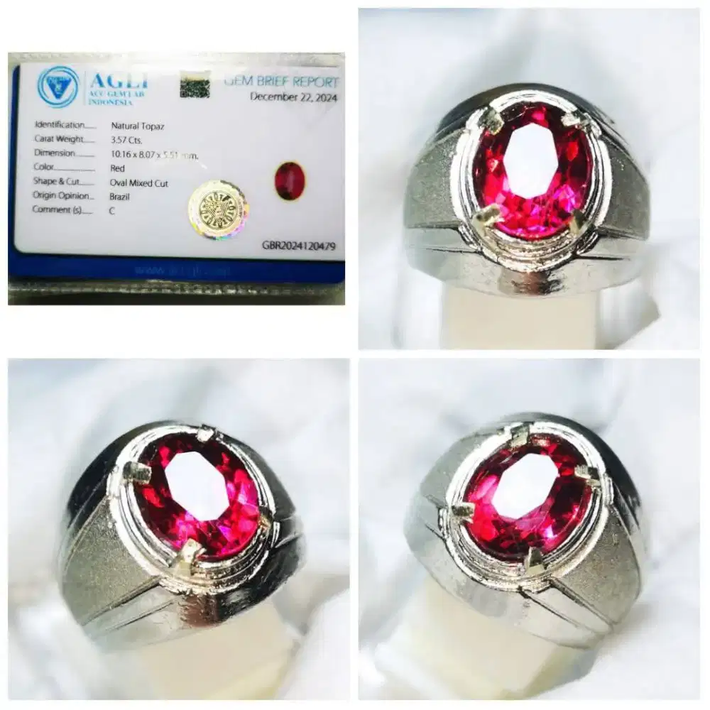 Natural Batu Permata Red Topaz Top Quality memo AGLO