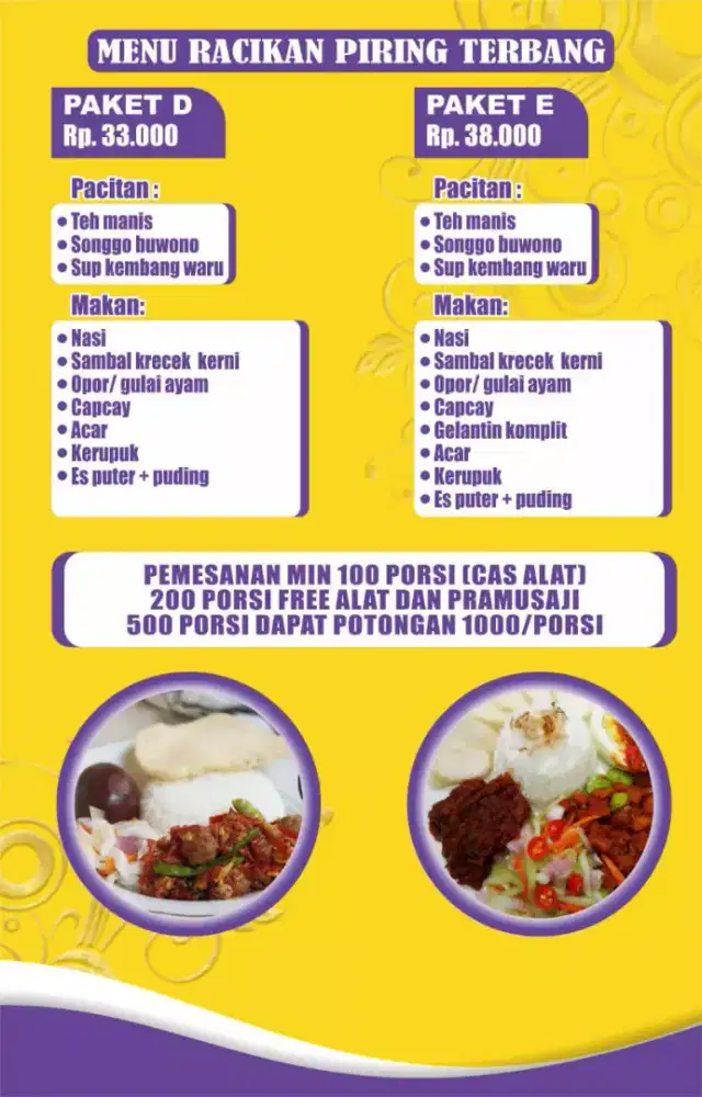 Paket Piring Terbangan (Menu Racikan)