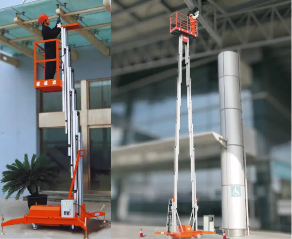 Jual tangga electrik allumunium man lift Dalton GTWY hidrolik 2 tiang