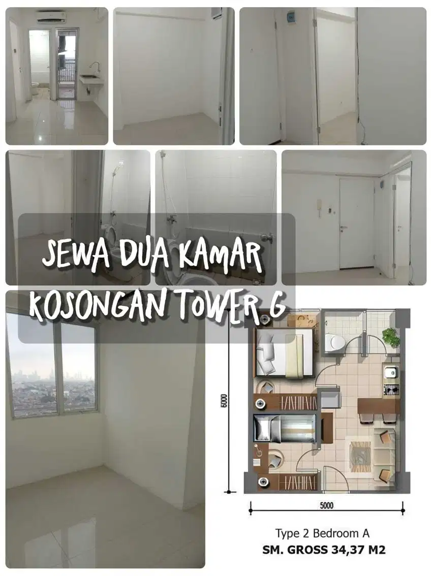 Sewa per 6bln apartment Bassura City type 2BR kosongan