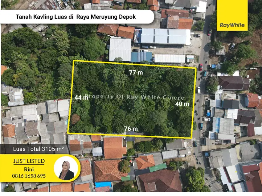Meruyung jalan utama, lahan disewakkan tanah luas 3105 dKT 2 pintu tol