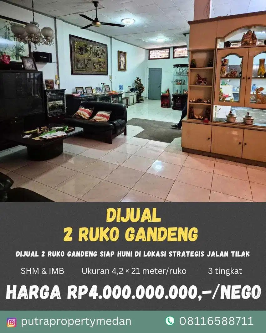 RUKO GANDENG SIAP HUNI DI LOKASI STRATEGIS di Jl TILAK