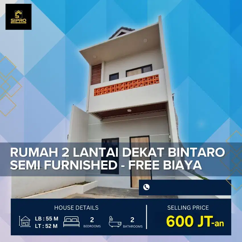 Rumah 2 lantai 600 jutaan dekat Graha Raya Bintaro