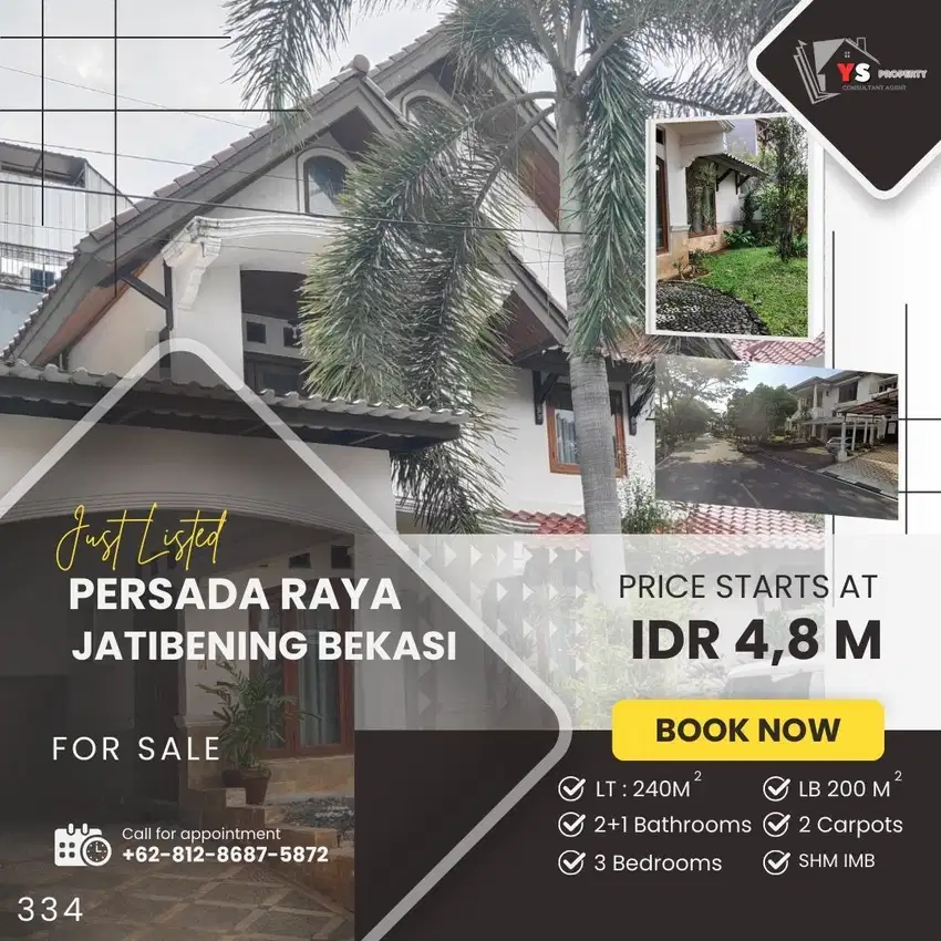 PERSADA RAYA JATIBENING BEKASI RUMAH 2 LT DLM KOMPLEK ELIT BEKASI 334