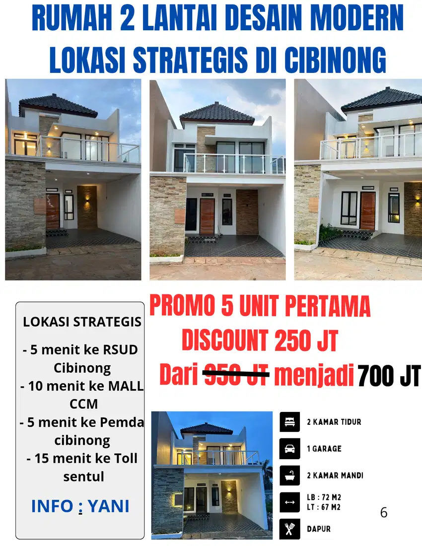 RUMAH 2 LANTAI MEWAH HANYA 700 JUTA LOKASI STRATEGIS DI CIBINONG
