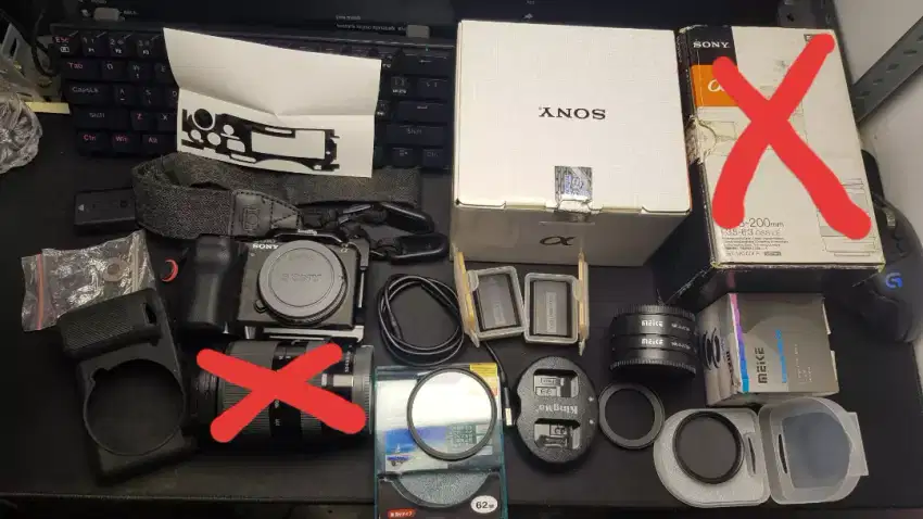 Kamera sony zve10 body only fullset + lens tobe macro