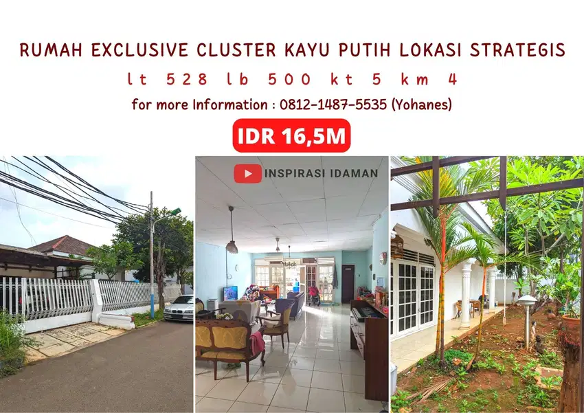 Rumah Exclusive Cluster Kayu Putih Lokasi Strategis