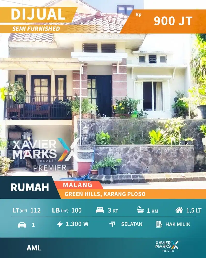 Dijual Rumah Semi Furnish Super Nyaman di Green Hills Malang
