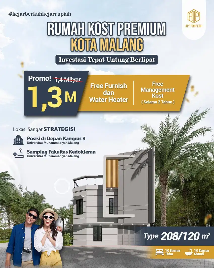 RUMAH KOS PREMIUM 10  KAMAR KOTA MALANG DEPAN KAMPUS UMM
