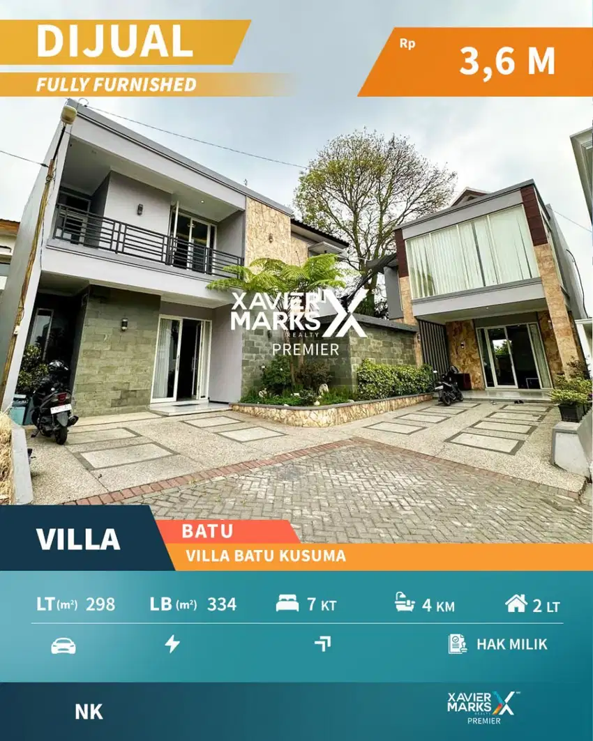 Properti Langka Villa Batu Kusuma Full Furnish Modern di Kota Batu