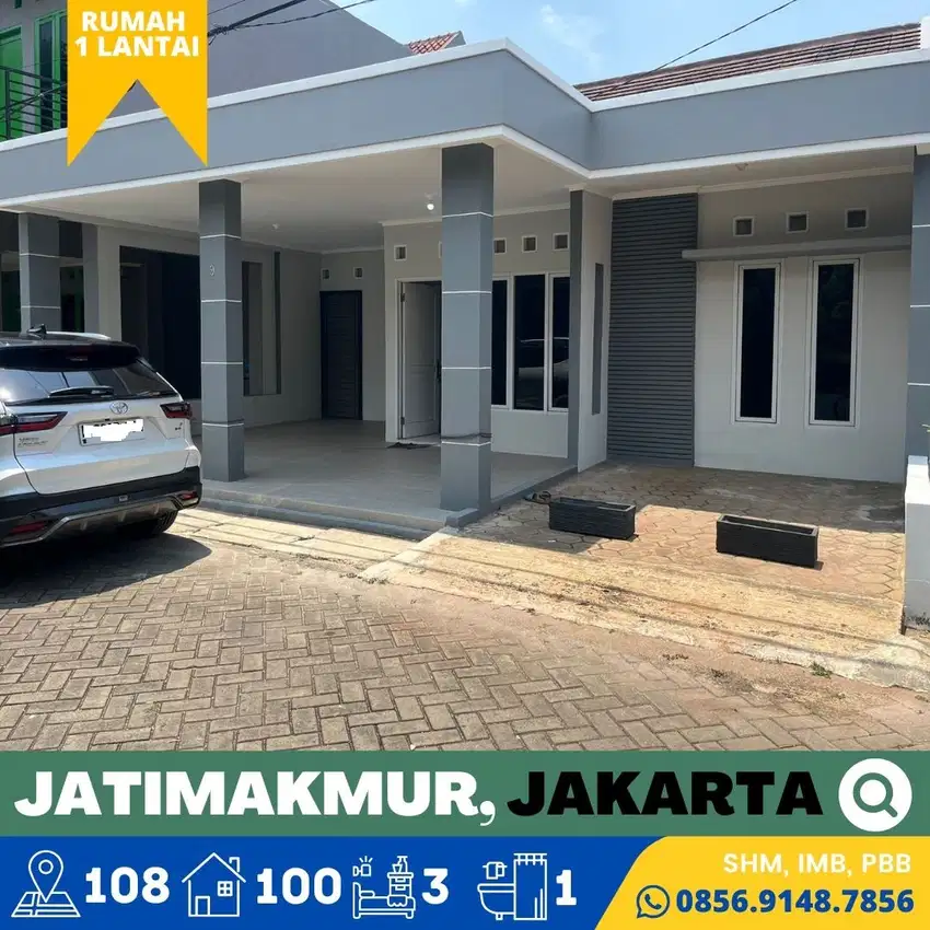 Rumah dijual Murah Cluster Jatimakmur, Bekasi dekat ke Mal Pondok Gede