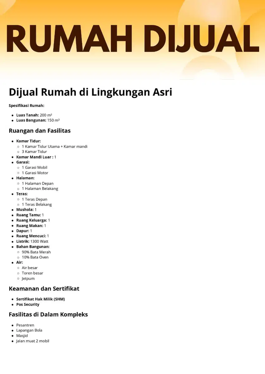 Di Jual Rumah Dengan Lingkungan Asri