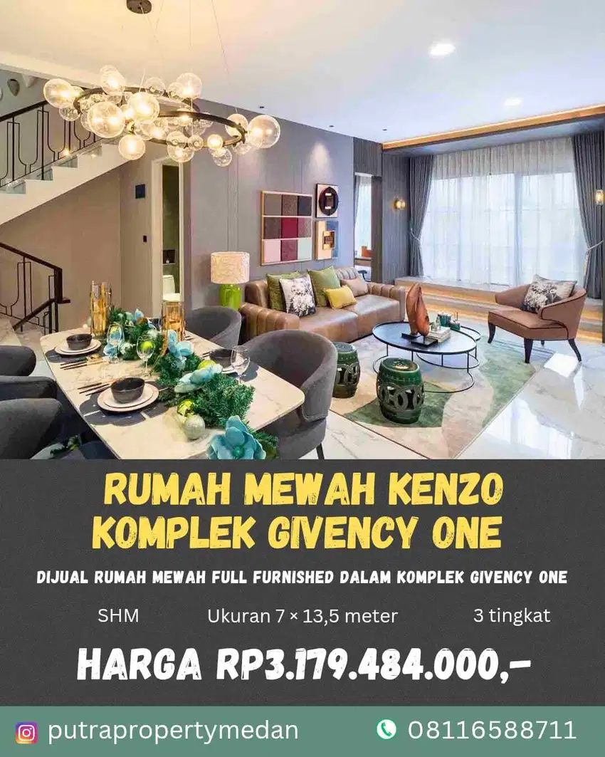 DIJUAL RUMAH MEWAH FULL FURNISHED DALAM KOMPLEK EKSKLUSIF GIVENCY ONE