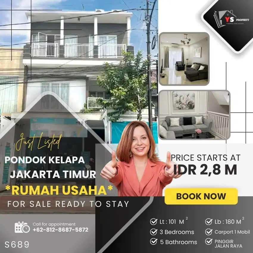 PD KELAPA RUMAH 3 LANTAI USAHA LAUNDRY LOKASI PINGGIR JALAN RAYA S689