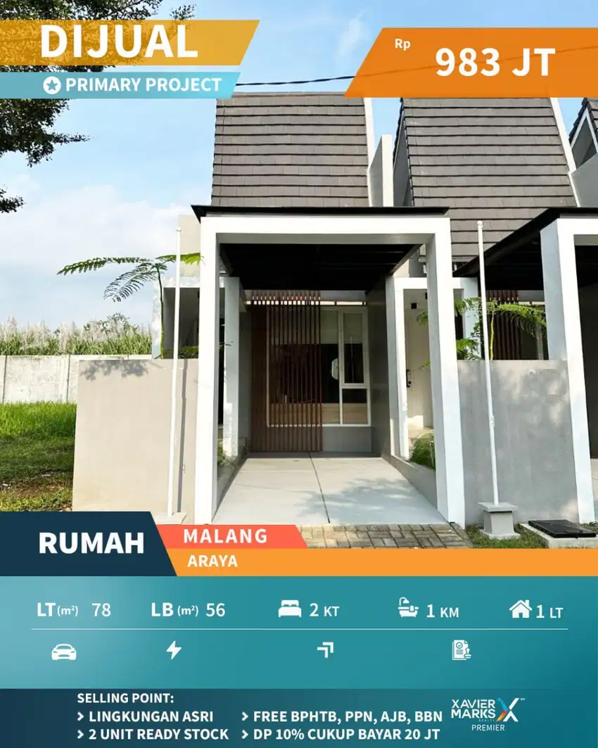 Dijual Rumah Modern dengan Inner Courtyard di Araya, Malang