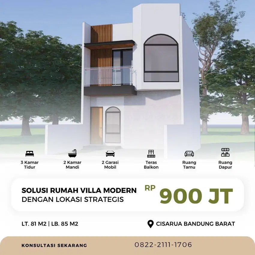 RUMAH VILLA MODEREN DI BAWAH KAKI GUNUNG BURANGRANG BANDUNG