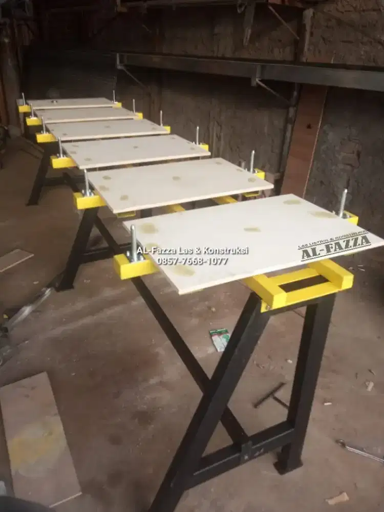 Meja Sablon Lurus Catok/Klem Presisi (Rangka Besi Kuat & Awet)