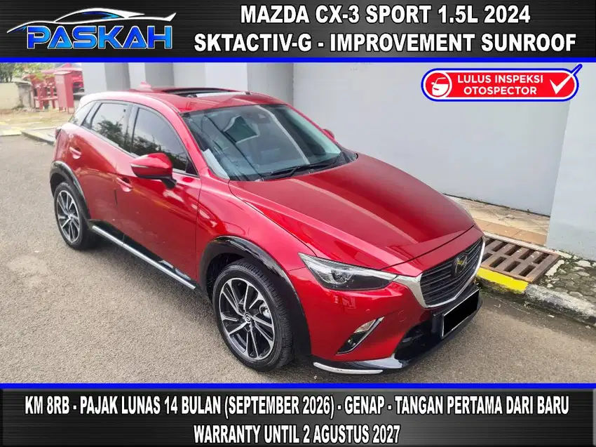 SUNROOF Pajak=09-2026 BUNGA=5,5% Km=8k Mazda CX3 Sport 2024 cx 3 2024
