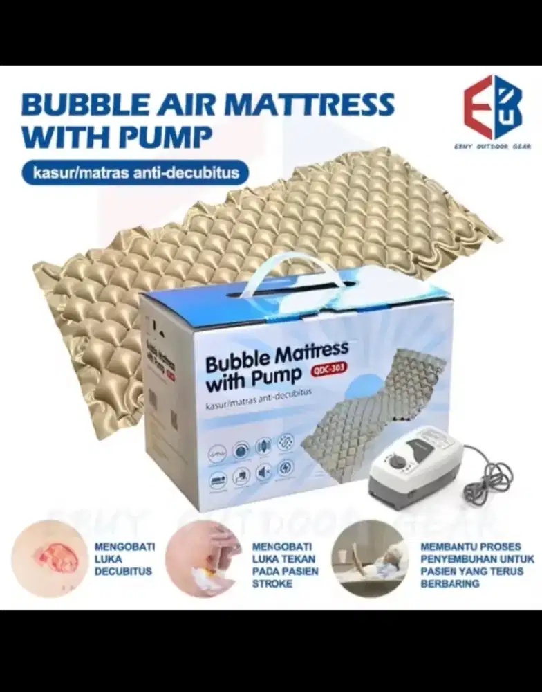 Dijual cepat bubble mattress with pump full set (BARU)