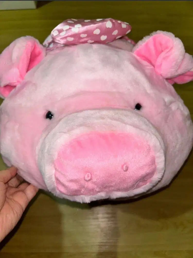 Boneka PiQ Lucu Jumbo Warna Pink Bahan Berbulu Halus