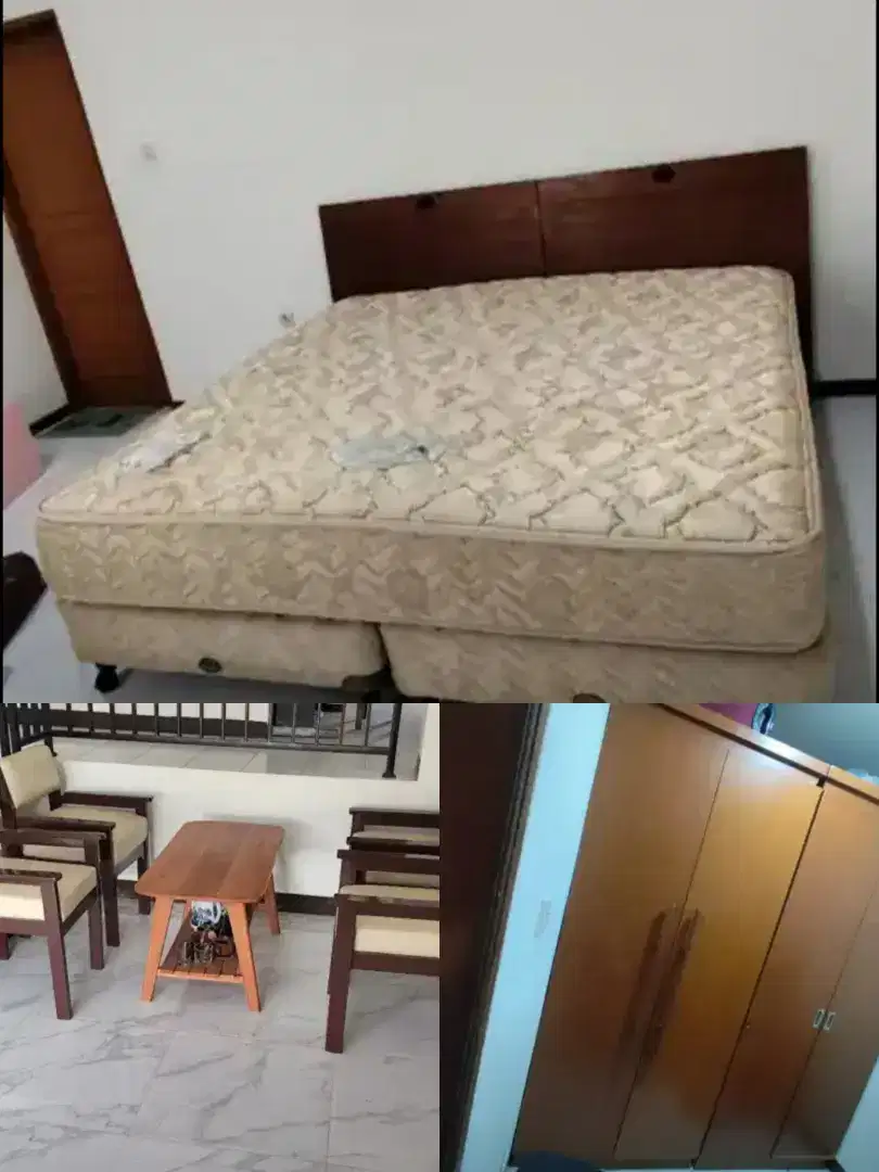 Kasur king koil dipan 200+4 kursi+meja+2 lemari pakaian