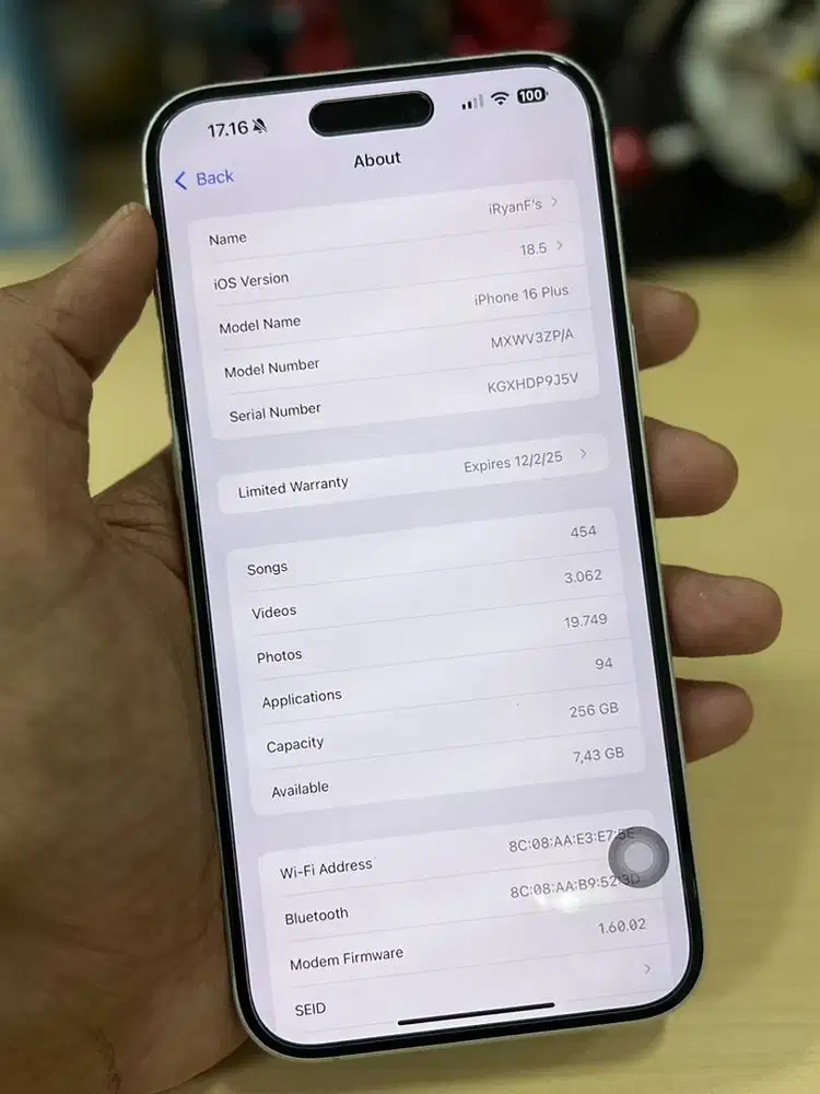 iPhone 16 Plus 256 GB White/Putih