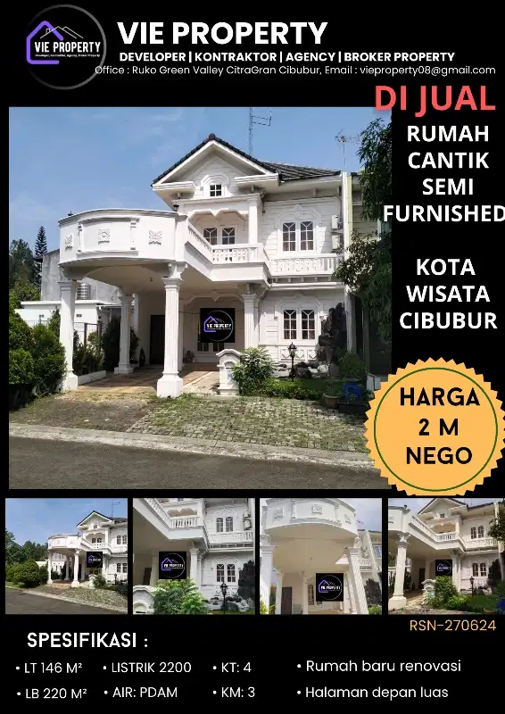 NEGO SAMPE DEAL RUMAH CANTIK SEMI FURNISHED  DI KOTA WISATA
